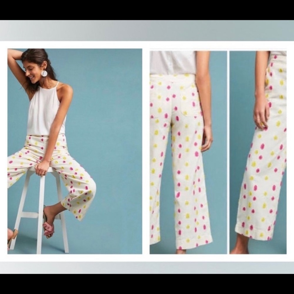 Anthropologie Cropped Clip Dot High Rise Trousers